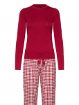 Hunkem&ouml;ller - Pj Set Ls Top Twill Check - Pidžaamad (komplektid) - XS