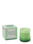 Paddywax - Doftljus Stacked I 2 F&auml;rgat Glas-  Klargr&ouml;nt/ M&ouml;rkgr&ouml;nt - Minty Verde - L&otilde;hnak&uuml;&uuml;nlad - 8.9X 8.9X9.5CM