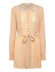 Self Portrait - Tan Pleated Georgette Mini Dress - L&uuml;hikesed kleidid - 42