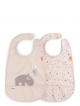 Done By Deer - Bib W/Velcro 2-Pack Ozzo Powder - Varrukateta pudip&otilde;lled - 42X 26.5CM