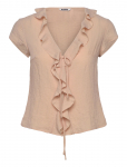 Weekday - Frilled Tie-Front Top - L&uuml;hikeste varrukatega - S