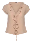 Weekday - Frilled Tie-Front Top - L&uuml;hikeste varrukatega - S