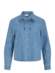 Vila - Viconga L/S Bow Denim Shirt - Teksas&auml;rgid - 34