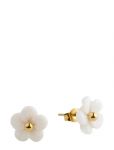 Timi Of Sweden - Ellen - White Flower Stud Earrings Stainless Steel - Gold - Needid - ONE SIZE