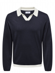 ONLY & SONS - Onsadrian Reg 12 Ls Contrast Polo Knit - Pikkade varrukatega - XL