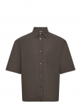 Weekday - Boxy Short-Sleeved Cotton Shirt - L&uuml;hikeste varrukatega s&auml;rgid - XL