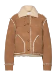 Monki - Faux Leather Shearling Jacket - Kunstkarusnahk - XS