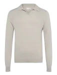 Davida Cashmere - Man Fine Knit Open Collar Sweater - V-kaelusega - XL