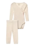 Copenhagen Colors - 2-Pack Lt. Knitted Pointelle Cross-Over Body W. Picot Edge + Pointelle Leggings W Picot Edge - Pikkade varrukatega - 68