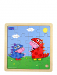 Barbo Toys - Peppa Pig Wooden Puzzle - Dino Fun - Nupupusled - ONE SIZE