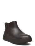 FitFlop - F-Mode Leather Flatform Zip Ankle Boots - Madala kontsaga poolsaapad - 41