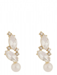 SN&Ouml; Of Sweden - Noctelle Navette Pearl Pendant Ear G/White - Onesize - Rippuvad k&otilde;rvar&otilde;ngad - ONE SIZE