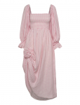 Sleeper - Atlanta Linen Dress With Rose Detail In Pink Vichy - P&otilde;lveni ja midi - L