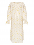 Sleeper - Cha-Cha Linen Maxi Dress In Daisies With Hair Ribbon - Maksikleidid - XL/XXL