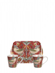 Morris & Co - Strawberry Thief Red Mug And Tray Set - Kandikud - ONE SIZE