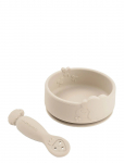 Done By Deer - Stick&Stay Learning Meal Set Sheepy Sand - Beebin&otilde;ude komplektid - BOWL:&Oslash;10X H 5CM.SPOON:10CM