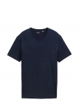 Tom Tailor - V-Neck T-Shirt With Embro - L&uuml;hikeste varrukatega - M