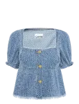 GANNI - Fluffy Denim Blouse - L&uuml;hikeste varrukatega - 40