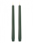 UYUNI Lighting - Led Taper Candle, Olive Green, Smooth, 2-Pack, 2,3X25 Cm - LED-k&uuml;&uuml;nlad - H25CM