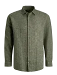 Jack & Jones - Jprblaparker Linen Blend L/S Shirt - Linased s&auml;rgid - S