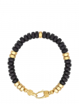 Nialaya - Men's Hexagon Beaded Bracelet With Black Onyx And Gold - K&auml;ev&otilde;rud - L