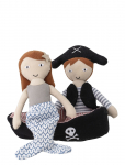 Bloomingville - Kate & Jonah Doll, Blue, Cotton Set Of 3 - Nukud - ONE SIZE