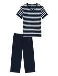 Schiesser - 3/4-Long Midnight Blue Pyjamas - Casual Essentials - Pyjamas - XL