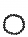 Nialaya - Men's Wristband With Lava Stone, Matte Onyx And Black Logo Ball - K&auml;ev&otilde;rud - L 18 cm