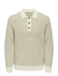 ONLY & SONS - Onsalf Rlx Structure Polo Knit - Pikkade varrukatega kootud polos&auml;rgid - XXL