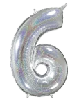 IPK - Number Foil 6 Hologram Silver 70 Cm - Laste s&uuml;nnip&auml;ev - 0