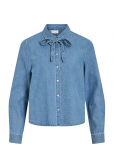 Vila - Viconga L/S Bow Denim Shirt - Teksas&auml;rgid - 44