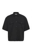 Weekday - Boxy Short-Sleeved Cotton Shirt - L&uuml;hikeste varrukatega s&auml;rgid - XL