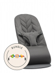 BabyBj&ouml;rn - Babybj&ouml;rn Bouncer Bliss, Woven, Petal Quilt, Anthracite + Googly Eyes - Baby Bouncers - ONE SIZE