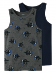Name It - Nkmtank Top 2P Dark Grey Mel Skull Noos - Varrukateta - 146-152