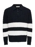 ONLY & SONS - Onskicker Life Rlx  Ls Cabel Polo Knit - Pikkade varrukatega kootud polos&auml;rgid - M