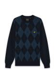 Lyle & Scott - Cotton Merino Argyle Jumper - &Uuml;mara kaelusega - M