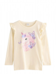 Lindex - Top Ls Frill Detail Unicorn Pr - Pikkade varrukatega T-s&auml;rgid - 98