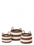 J-Line - S/3 Bskt W/Handle Polyes Br/Wh - Pesukorvid - H38CM