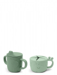 Done By Deer - Peekaboo Spout/Snack Cup Set Deer Friends Green - Nokaga tasssid - ONE SIZE