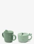 Done By Deer - Peekaboo Spout/Snack Cup Set Deer Friends Green - Nokaga tasssid - ONE SIZE