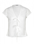 Weekday - Tie-Front V-Neck Cotton Blouse - Varrukateta - M