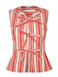 STINE GOYA - Striped Embroidered Cotton, Tie Front Vest - Varrukateta - M