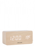 KARLSSON - Alarm Clock Block W. Phone Charger Led Light Wood Veneer, White Led - &Auml;ratuskellad - H 7.1CM