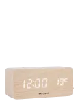 KARLSSON - Alarm Clock Block W. Phone Charger Led Light Wood Veneer, White Led - &Auml;ratuskellad - H 7.1CM