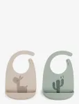 Done By Deer - Silicone Bib 2-Pack Lalee Sand/Green - Varrukateta pudip&otilde;lled - 27X 19X 3.5CM