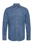 Oscar Jacobson - Slim Fit Cut Away Washed Denim Shirt - Vabaaja s&auml;rgid - 43