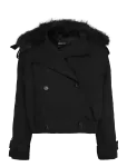 Gina Tricot - Short Faux Fur Collar Jacket - Kunstkarusnahk - M