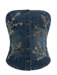 OW Collection - Nova Embellished Denim Top - Varrukateta - L
