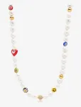 Nialaya - Men's Smiley Face Pearl Choker With Assorted Beads - Kaelakeed - ONE SIZE 51 cm