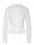 Bubbleroom - V-Neck Cotton Smock Blouse - Pikkade varrukatega - XL